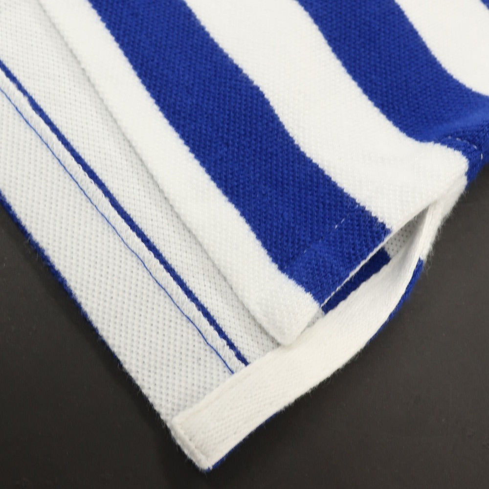 【中古】ポロ ラルフローレン Polo Ralph Lauren コットン 鹿の子 ボーダー 半袖ポロシャツ ロイヤルブルーxホワイト【 XL(18-20) 】【 状態ランクB 】【 メンズ 】