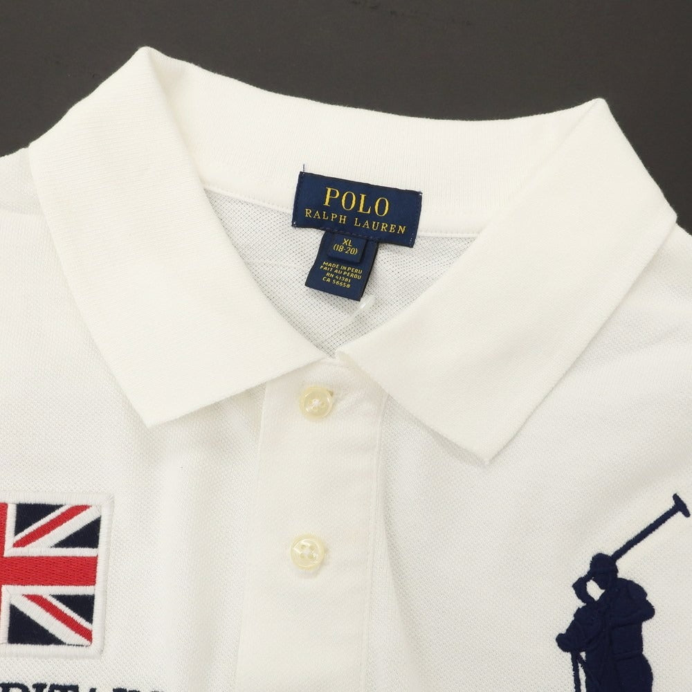【中古】ポロ ラルフローレン Polo Ralph Lauren コットン 鹿の子 半袖ポロシャツ ホワイト【 XL(18-20) 】【 状態ランクA 】【 メンズ 】