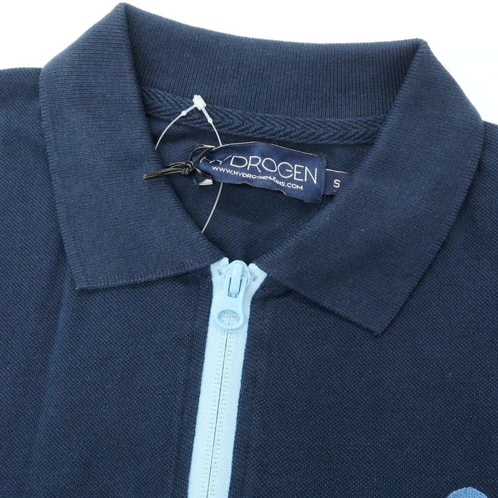 【中古】ハイドロゲン HYDROGEN コットン ハーフジップ 半袖ポロシャツ ネイビー【 S 】【 状態ランクB 】【 メンズ 】