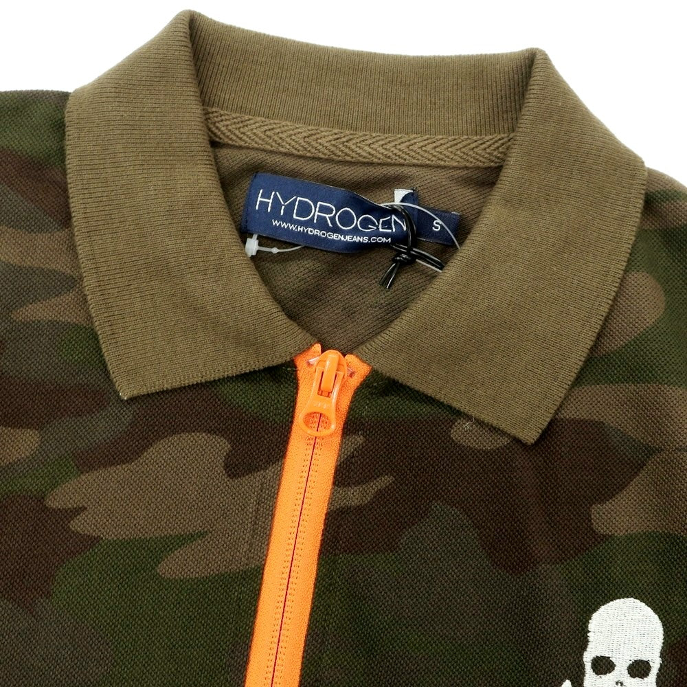 【中古】ハイドロゲン HYDROGEN コットン カモフラ ハーフジップ 半袖ポロシャツ オリーブ【 S 】【 状態ランクA 】【 メンズ 】