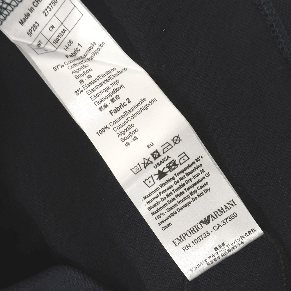 【中古】【未使用】エンポリオ アルマーニ EMPORIO ARMANI ストレッチ コットン 半袖ポロシャツ ネイビーxレッド【 L 】【 状態ランクS 】【 メンズ 】