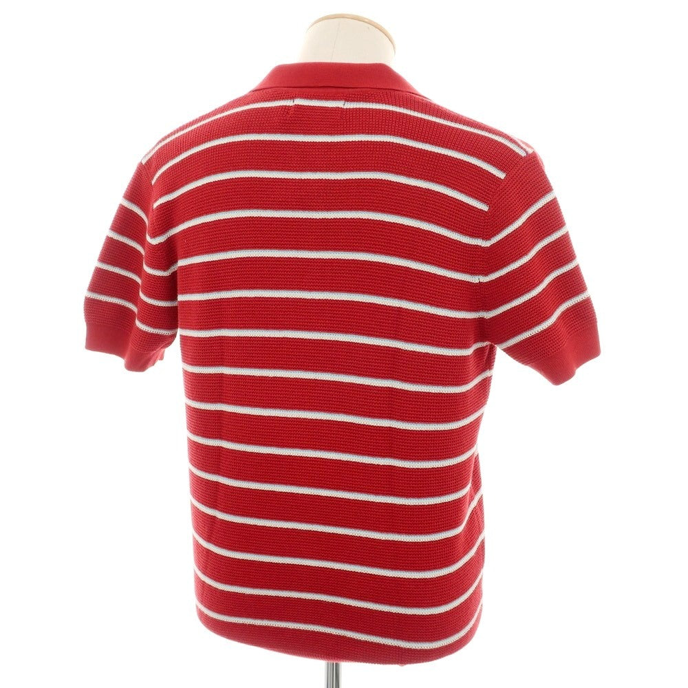 【中古】【未使用】フレッドペリー FRED PERRY ミドルゲージ コットンポリエステル ボーダー 半袖 ポロニット レッド【 S 】【 状態ランクS 】【 メンズ 】