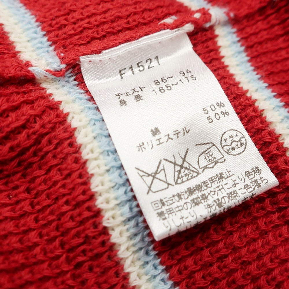 【中古】【未使用】フレッドペリー FRED PERRY ミドルゲージ コットンポリエステル ボーダー 半袖 ポロニット レッド【 S 】【 状態ランクS 】【 メンズ 】