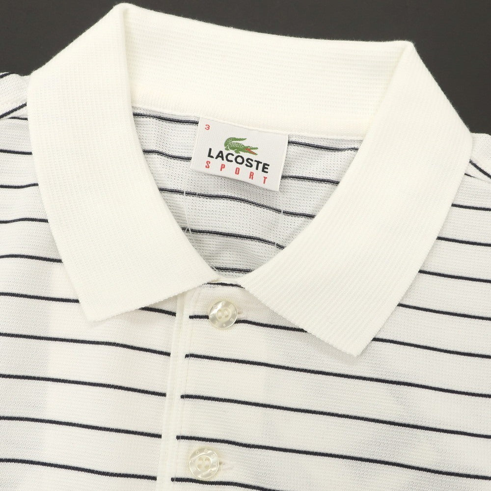 【中古】【未使用】ラコステ LACOSTE コットン ボーダー 半袖ポロシャツ ホワイトxブラックネイビー【 3 】【 状態ランクS 】【 メンズ 】