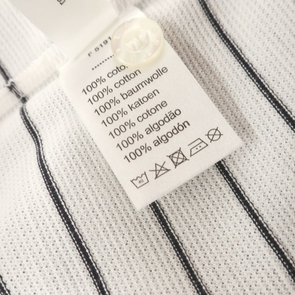 【中古】【未使用】ラコステ LACOSTE コットン ボーダー 半袖ポロシャツ ホワイトxブラックネイビー【 3 】【 状態ランクS 】【 メンズ 】