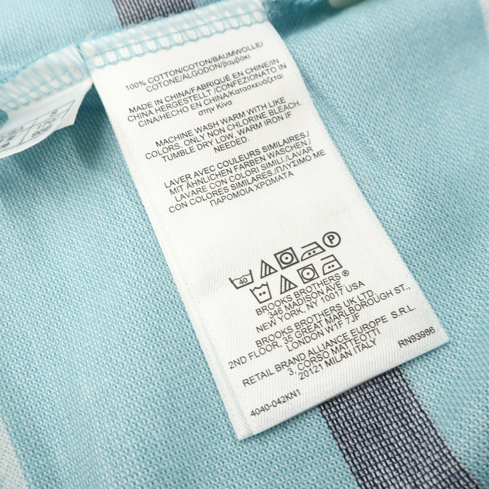 【中古】【未使用】ブルックスブラザーズ Brooks Brothers コットン 鹿の子 ボーダー 半袖ポロシャツ ミントブルー【 S 】【 状態ランクS 】【 メンズ 】