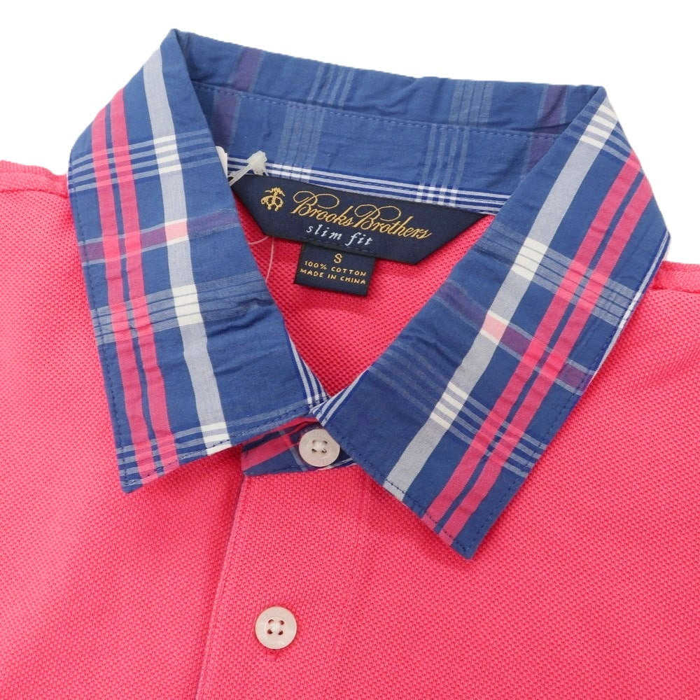 【中古】【未使用】ブルックスブラザーズ Brooks Brothers コットン 鹿の子 隠しボタンダウン 半袖ポロシャツ ピンク【 S 】【 状態ランクS 】【 メンズ 】