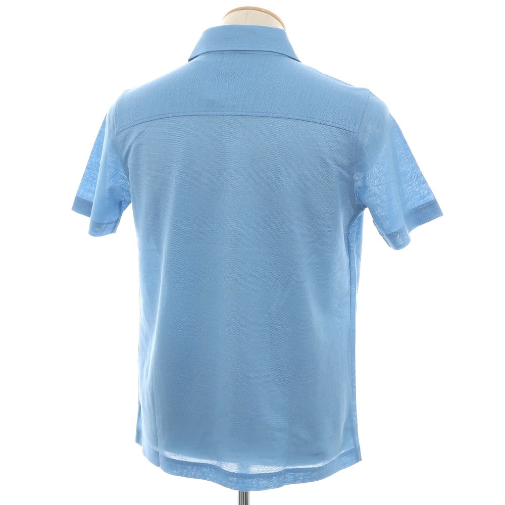 【中古】【未使用】フクロウ FUKUROU リネン カッタウェイ 半袖ポロシャツ ライトブルー【 46 】【 状態ランクS 】【 メンズ 】