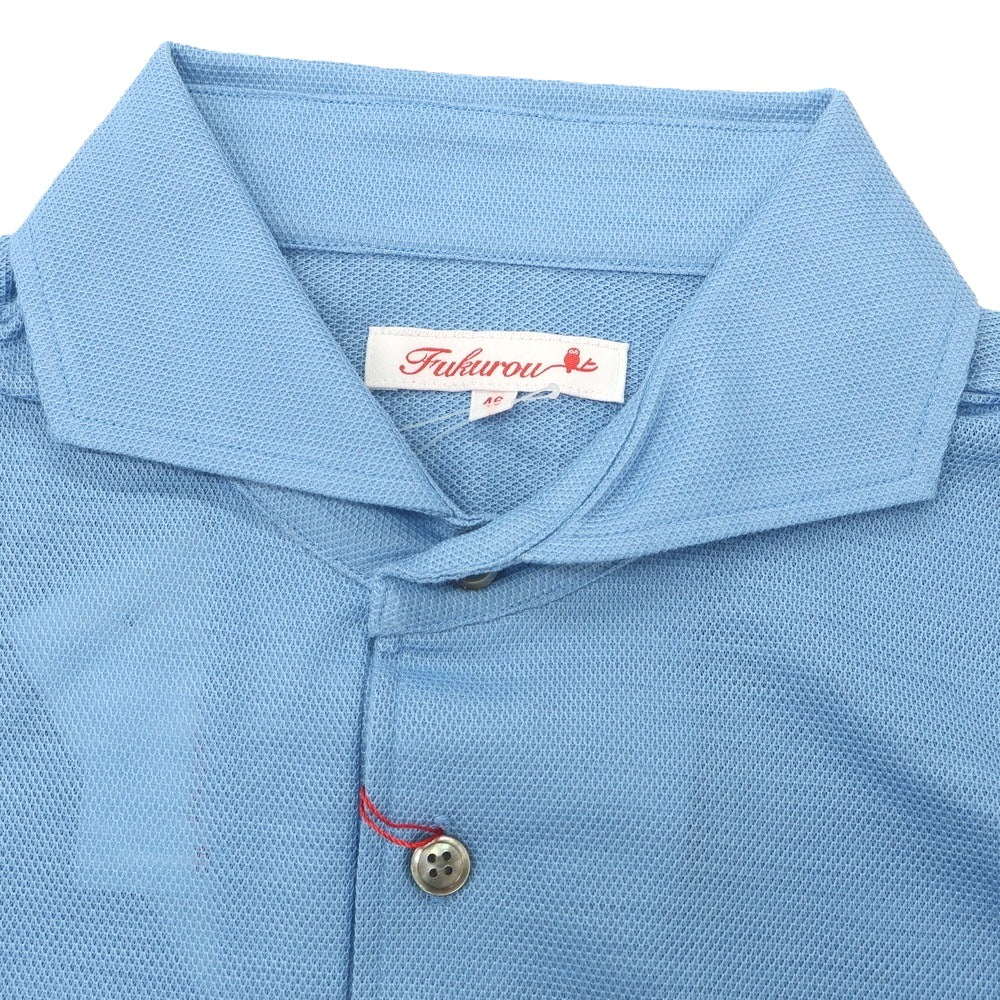 【中古】【未使用】フクロウ FUKUROU リネン カッタウェイ 半袖ポロシャツ ライトブルー【 46 】【 状態ランクS 】【 メンズ 】