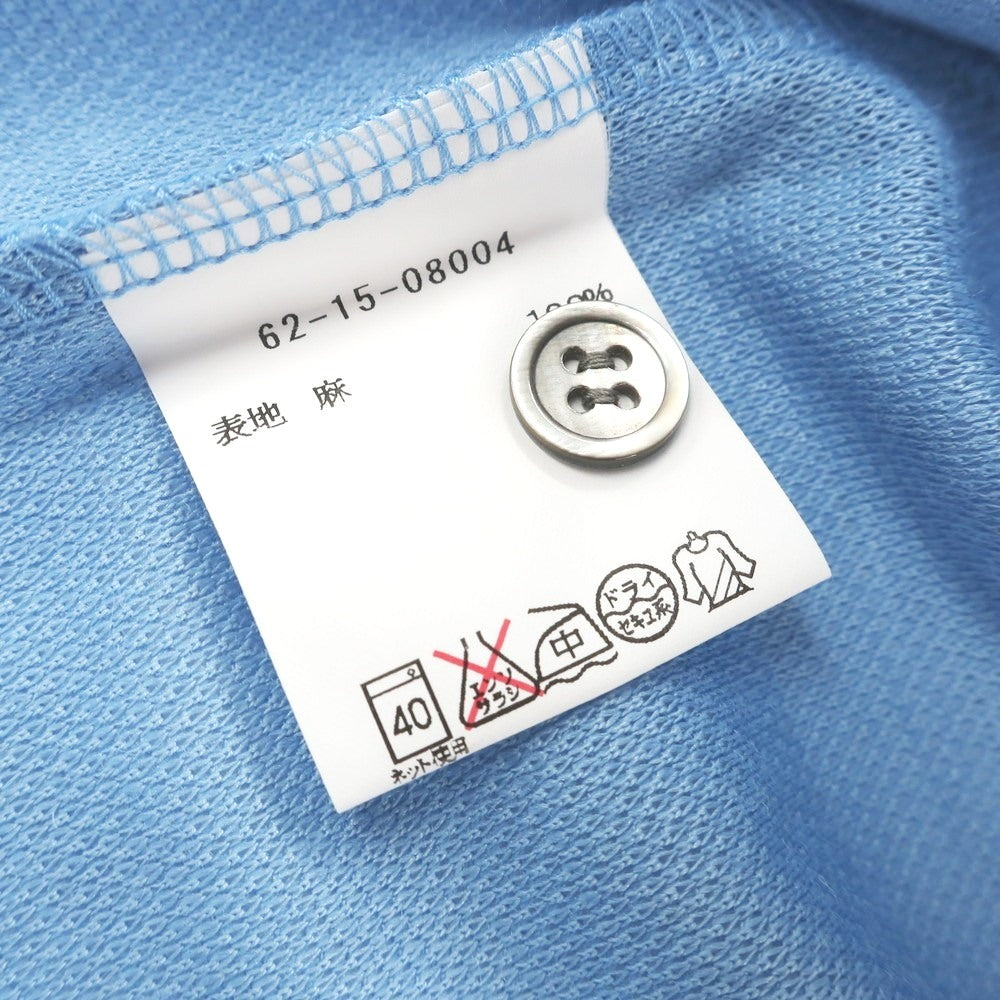 【中古】【未使用】フクロウ FUKUROU リネン カッタウェイ 半袖ポロシャツ ライトブルー【 46 】【 状態ランクS 】【 メンズ 】