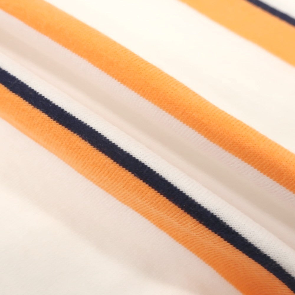 【中古】【未使用】ラコステ LACOSTE コットン ボーダー Vネック 半袖Tシャツ ホワイトxオレンジ【 3 】【 状態ランクS 】【 メンズ 】