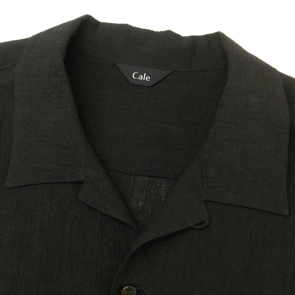 【中古】カル Cale 2025年春夏 リネン系 オープンカラー 半袖シャツ ブラック【 5 】【 状態ランクB 】【 メンズ 】