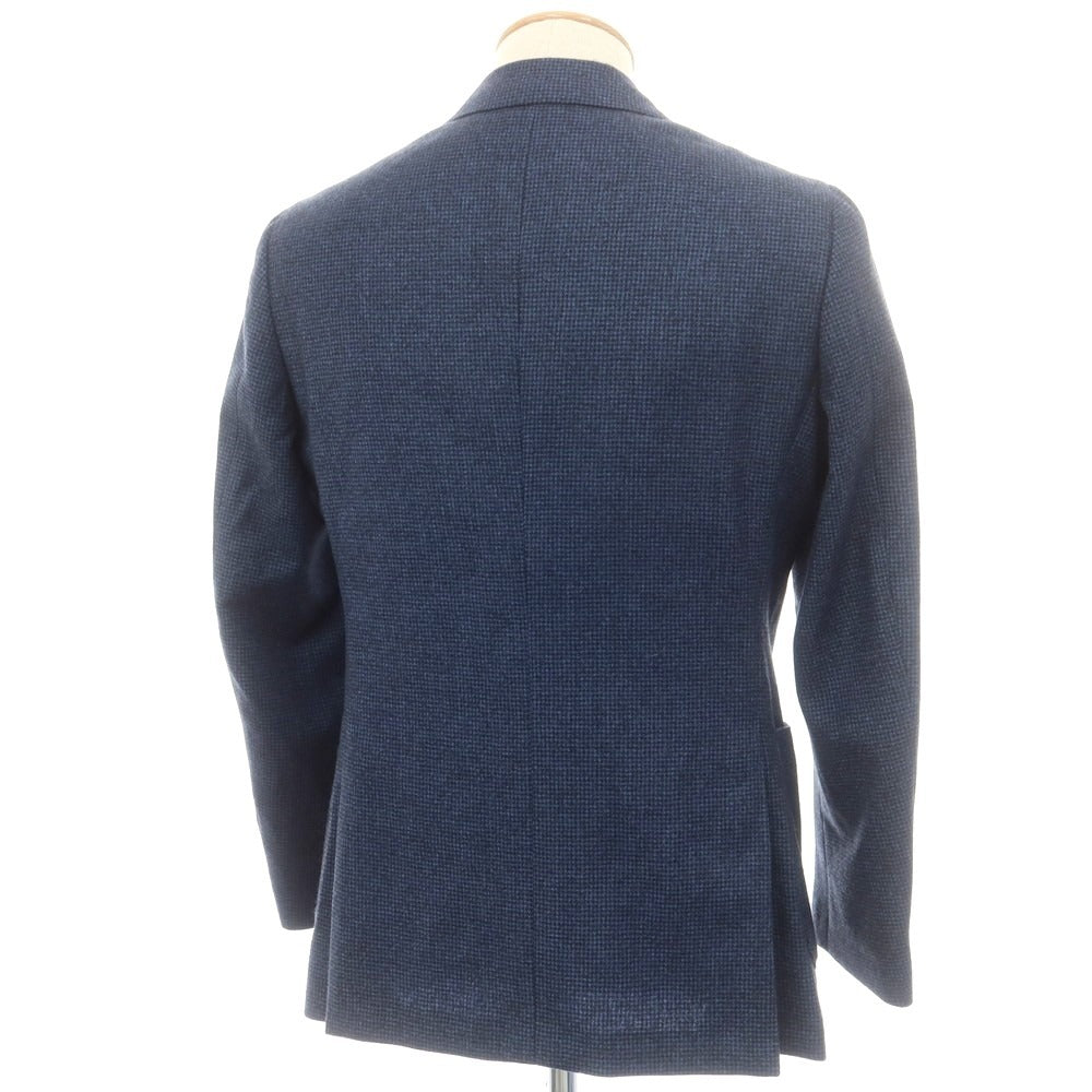 【中古】イセタンメンズ ISETAN MENS ウール ハウンドトゥース柄 テーラードジャケット メランジブルーxブラック【 44 】【 状態ランクB 】【 メンズ 】