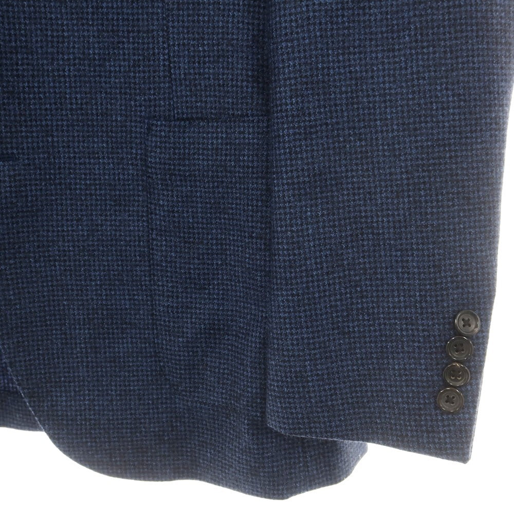 【中古】イセタンメンズ ISETAN MENS ウール ハウンドトゥース柄 テーラードジャケット メランジブルーxブラック【 44 】【 状態ランクB 】【 メンズ 】