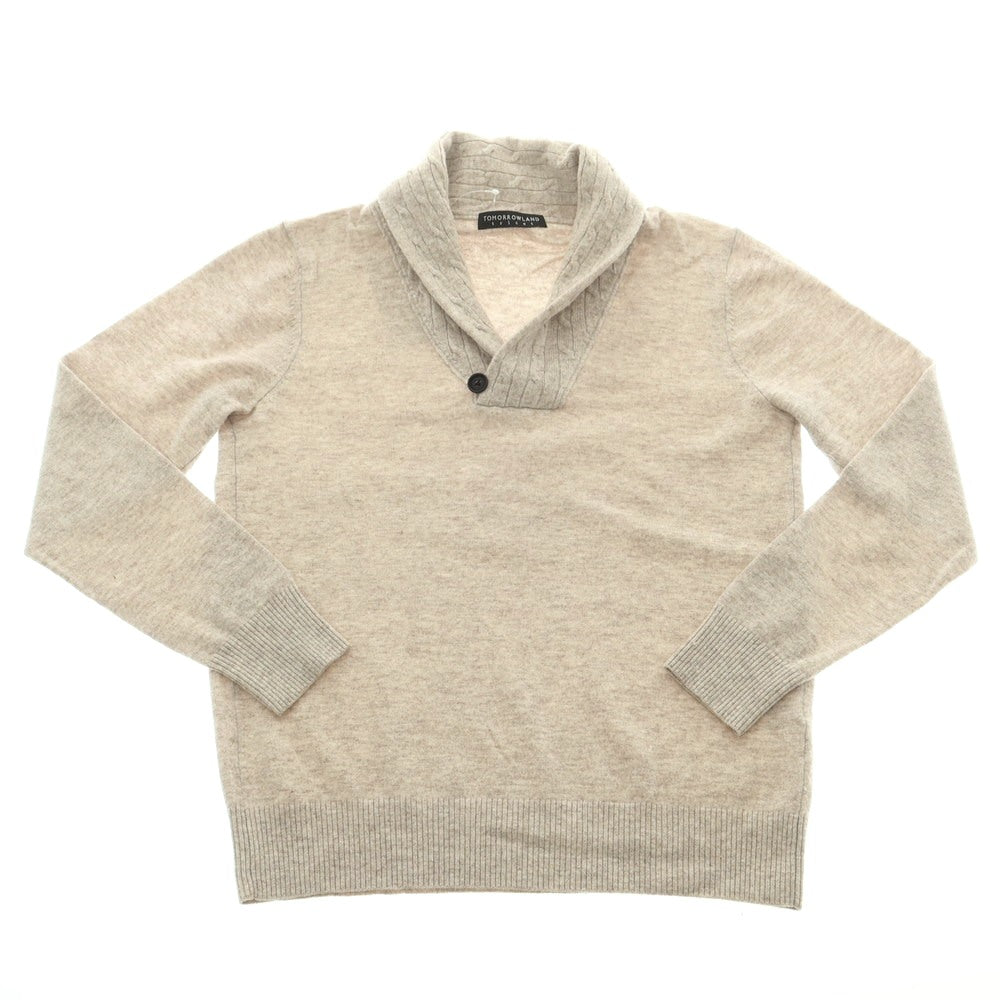 【中古】トゥモローランド TOMORROWLAND ハイゲージ ウール ショールカラー プルオーバーニット ベージュ【 M 】【 状態ランクC 】【 メンズ 】