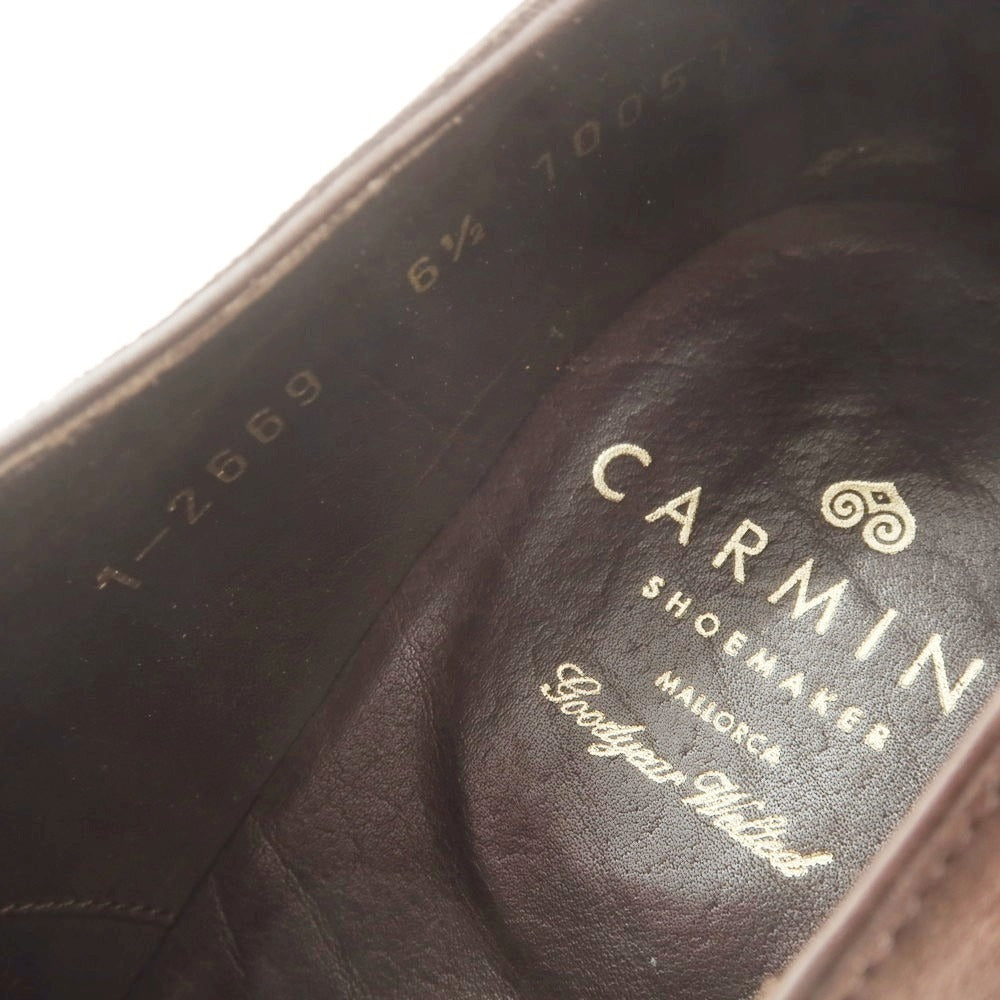 【中古】カルミナ CARMINA スエード セミブローグ ドレスシューズ ブラウン【 6 1/2 】【 状態ランクA 】【 メンズ 】