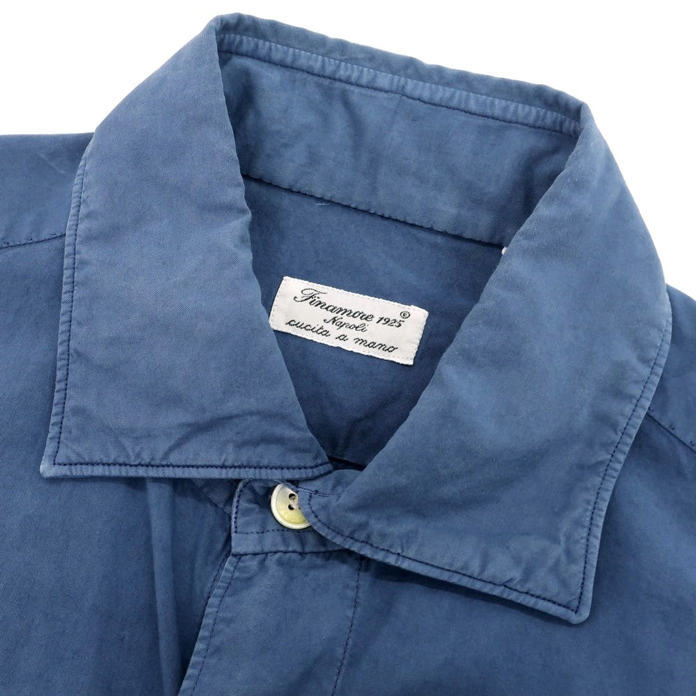 【中古】フィナモレ Finamore コットンリヨセル セミワイドカラー カジュアルシャツ ダルブルー【 38 】【 状態ランクB 】【 メンズ 】