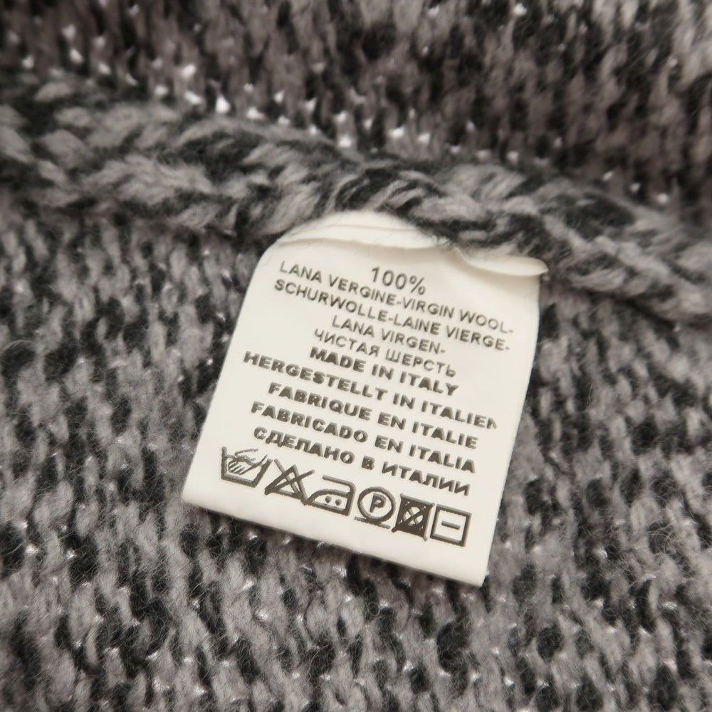 【中古】グランサッソ GRAN SASSO ウール クルーネック プルオーバーニット グレーxチャコールグレー【 46 】【 状態ランクC 】【 メンズ 】