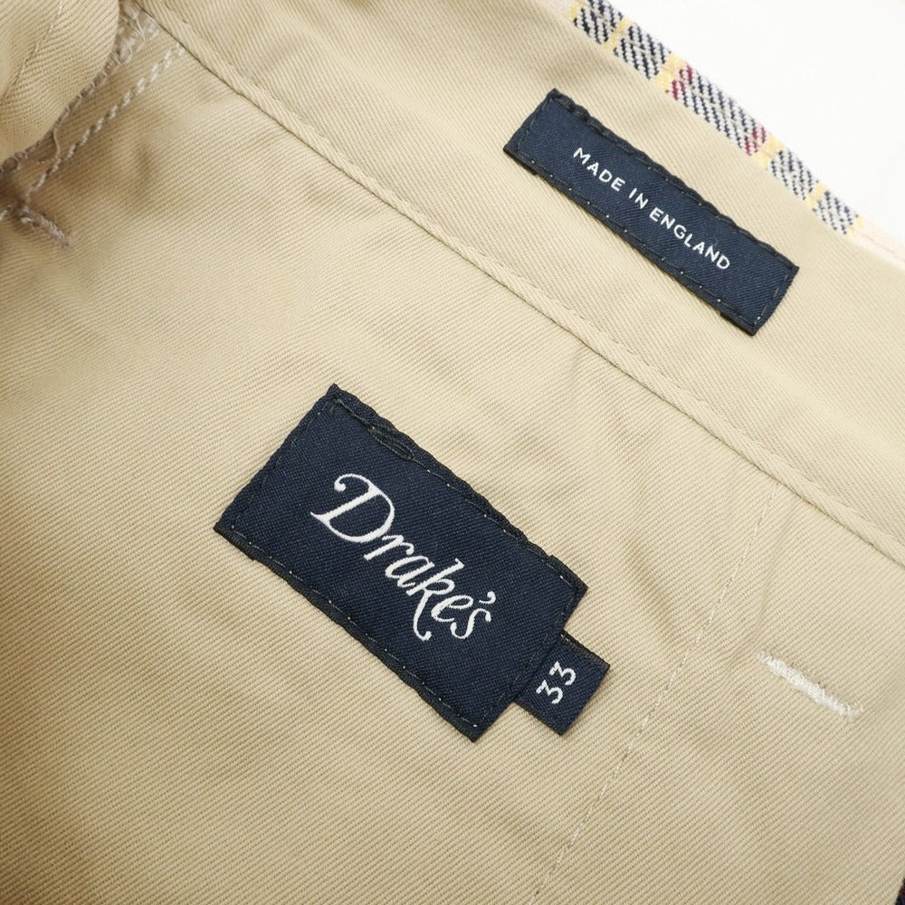【新品アウトレット】ドレイクス DRAKES コットン系 チェック ショートパンツ ネイビーxアイボリー【 33 】【 状態ランクN- 】【 メンズ 】