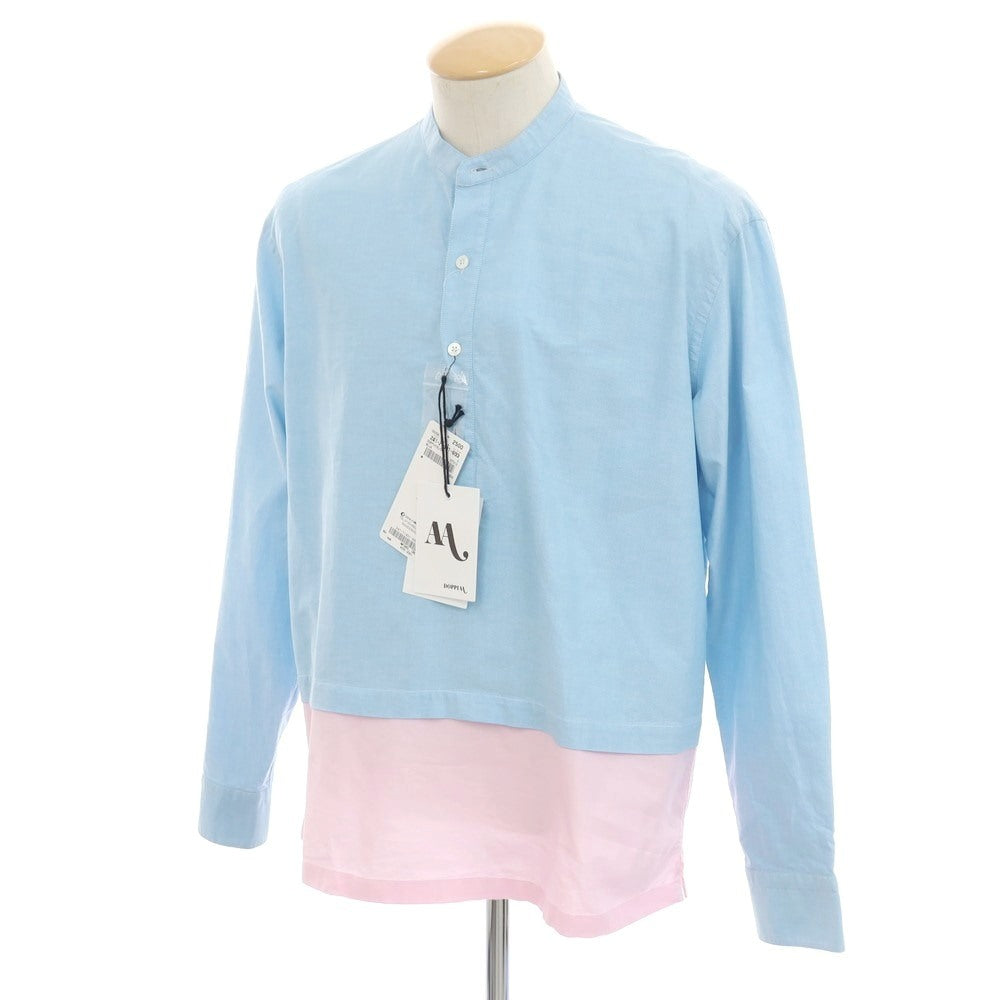 【新品】ドッピアアー DOPPIAA コットン バンドカラー プルオーバーシャツ ライトブルーxピンク【 S 】【 状態ランクN 】【 メンズ 】