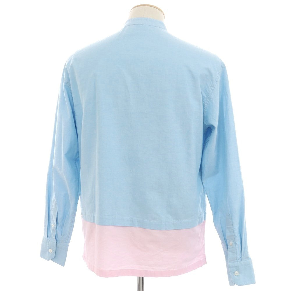 【新品】ドッピアアー DOPPIAA コットン バンドカラー プルオーバーシャツ ライトブルーxピンク【 S 】【 状態ランクN 】【 メンズ 】