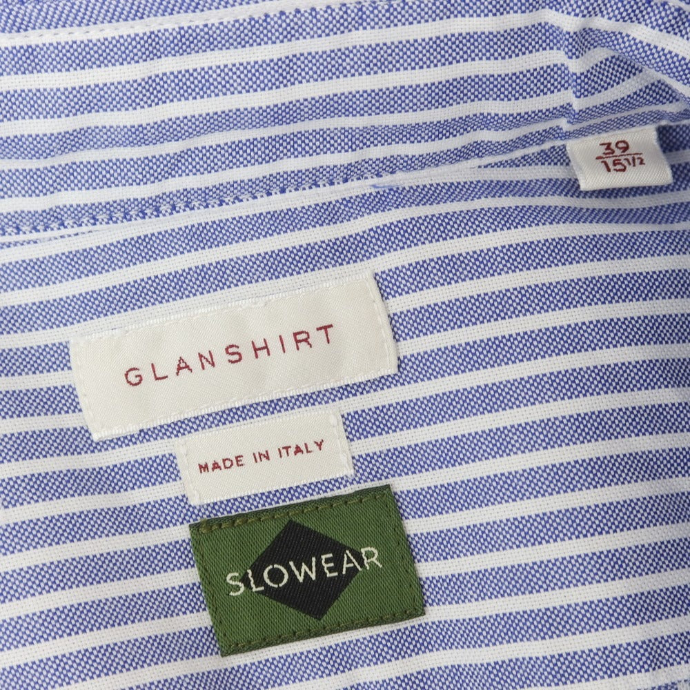 【新品】グランシャツ Glanshirt コットン ストライプ カジュアルシャツ ブルーxホワイト【 39 】【 状態ランクN 】【 メンズ 】