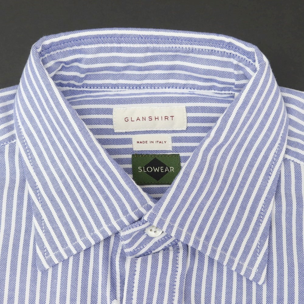 【新品】グランシャツ Glanshirt コットン ストライプ カジュアルシャツ ブルーxホワイト【 39 】【 状態ランクN 】【 メンズ 】