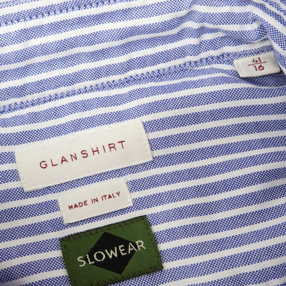 【新品】グランシャツ Glanshirt コットン ストライプ カジュアルシャツ ブルーxホワイト【 41 】【 状態ランクN 】【 メンズ 】