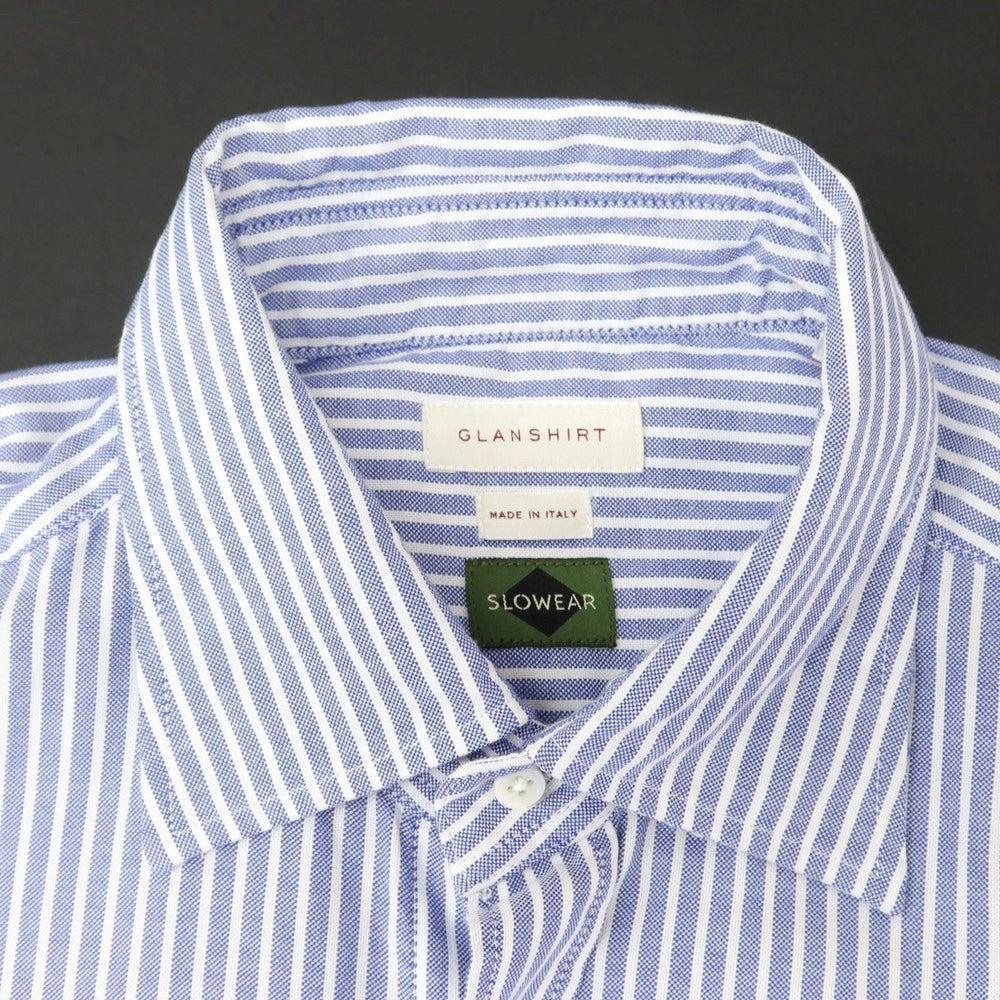 【新品】グランシャツ Glanshirt コットン ストライプ カジュアルシャツ ブルーxホワイト【 41 】【 状態ランクN 】【 メンズ 】