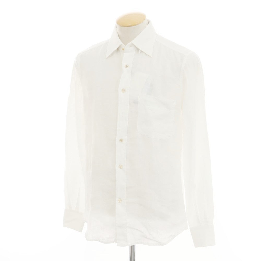 【新品アウトレット】グランシャツ Glanshirt リネン ワイドカラー カジュアルシャツ ホワイト【 37 】【 状態ランクN- 】【 メンズ 】