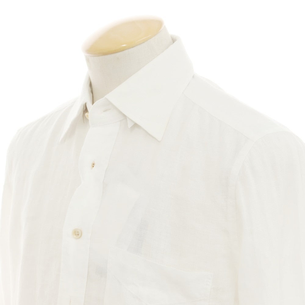 【新品アウトレット】グランシャツ Glanshirt リネン ワイドカラー カジュアルシャツ ホワイト【 37 】【 状態ランクN- 】【 メンズ 】