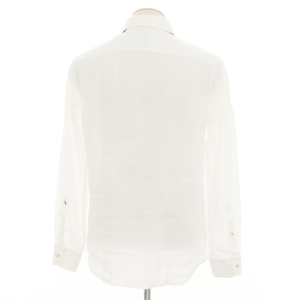 【新品アウトレット】グランシャツ Glanshirt リネン ワイドカラー カジュアルシャツ ホワイト【 37 】【 状態ランクN- 】【 メンズ 】