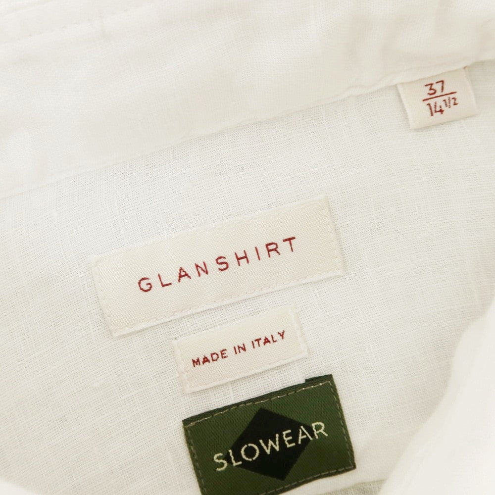 【新品アウトレット】グランシャツ Glanshirt リネン ワイドカラー カジュアルシャツ ホワイト【 37 】【 状態ランクN- 】【 メンズ 】