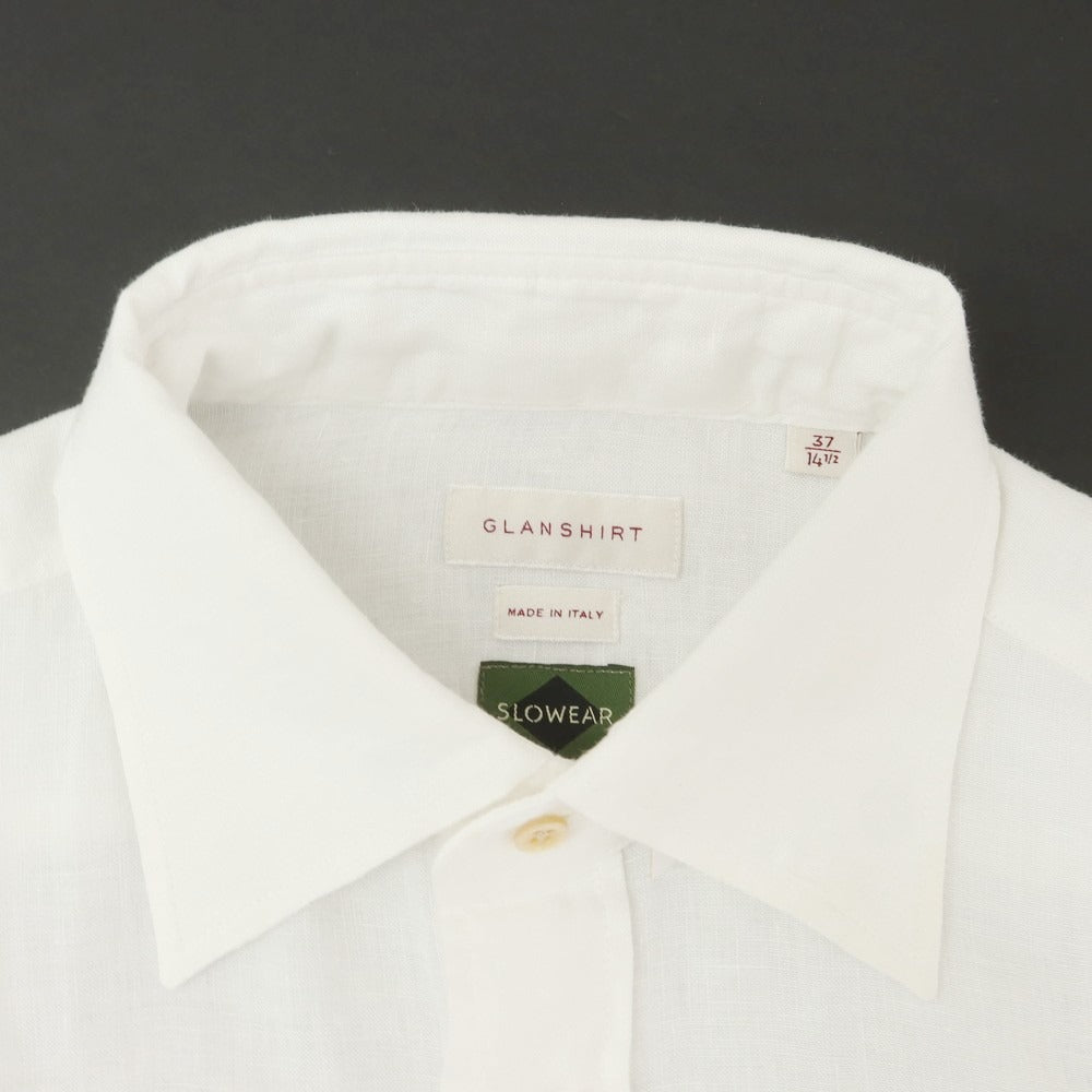 【新品アウトレット】グランシャツ Glanshirt リネン ワイドカラー カジュアルシャツ ホワイト【 37 】【 状態ランクN- 】【 メンズ 】