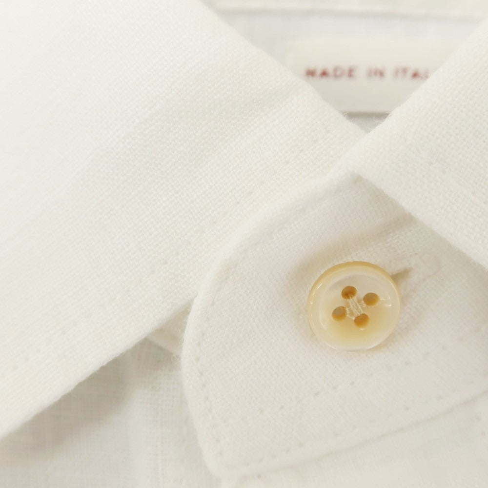 【新品アウトレット】グランシャツ Glanshirt リネン ワイドカラー カジュアルシャツ ホワイト【 37 】【 状態ランクN- 】【 メンズ 】