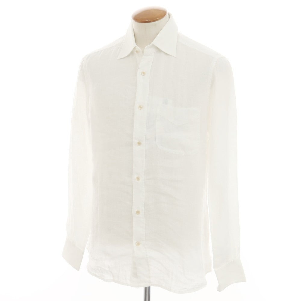 【新品】グランシャツ Glanshirt リネン ワイドカラー カジュアルシャツ ホワイト【 39 】【 状態ランクN 】【 メンズ 】