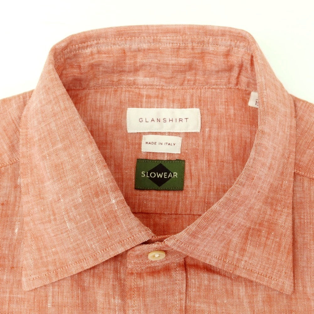 【新品】グランシャツ Glanshirt リネン ワイドカラー カジュアルシャツ ライトレッド【 40 】【 状態ランクN 】【 メンズ 】
