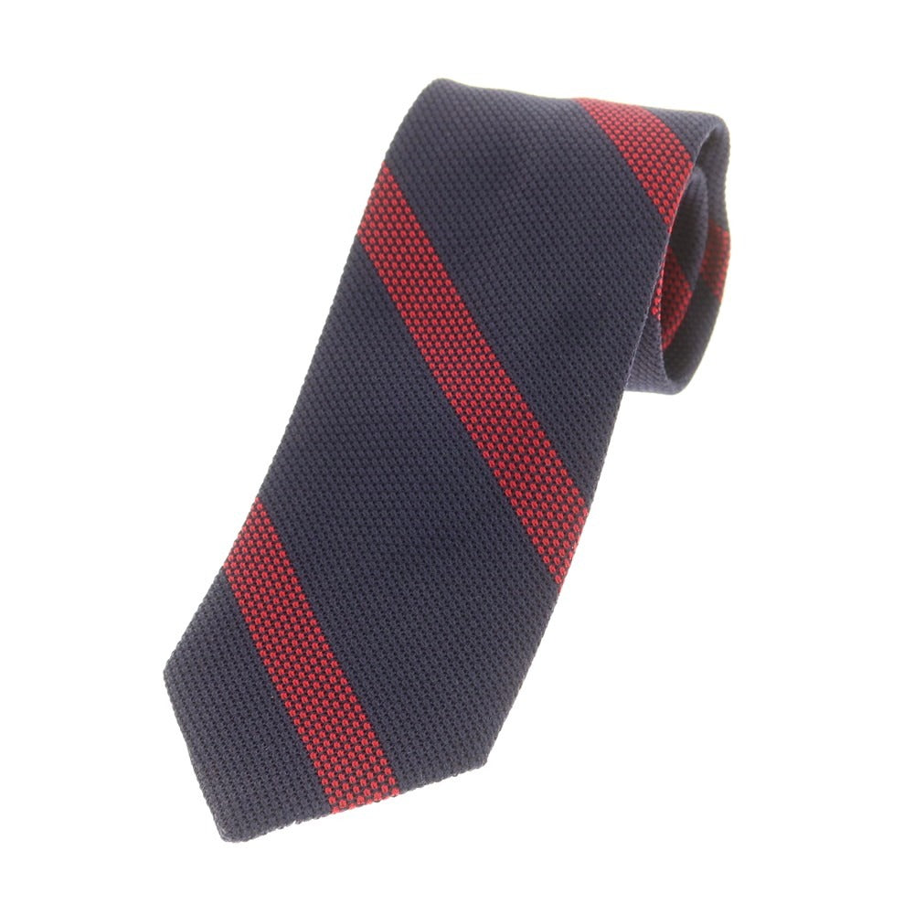 【新品】ブリューワー BREUER シルク ストライプ柄ネクタイ ネイビーxレッド【 状態ランクN 】【 メンズ 】