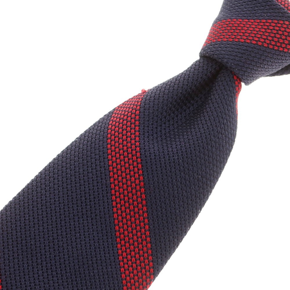 【新品】ブリューワー BREUER シルク ストライプ柄ネクタイ ネイビーxレッド【 状態ランクN 】【 メンズ 】