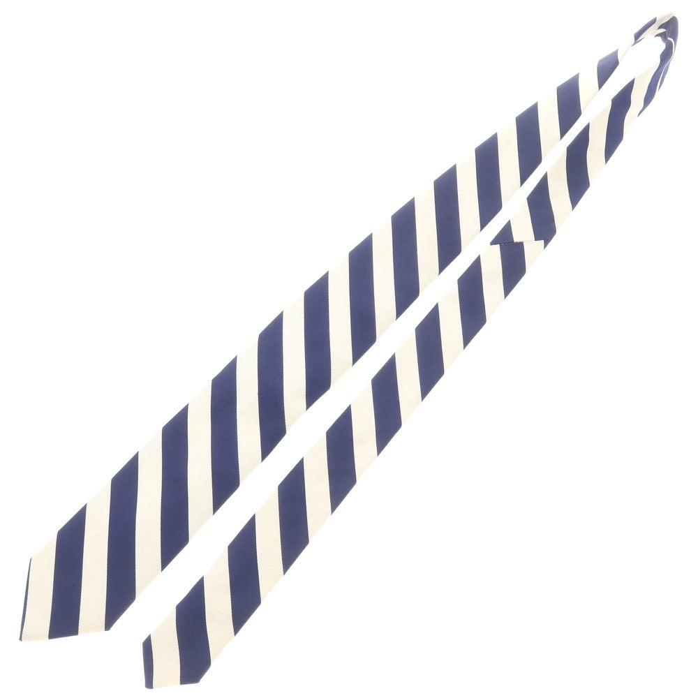 【新品】ブリューワー BREUER シルクコットン ストライプ柄ネクタイ ネイビーxホワイト【 状態ランクN 】【 メンズ 】