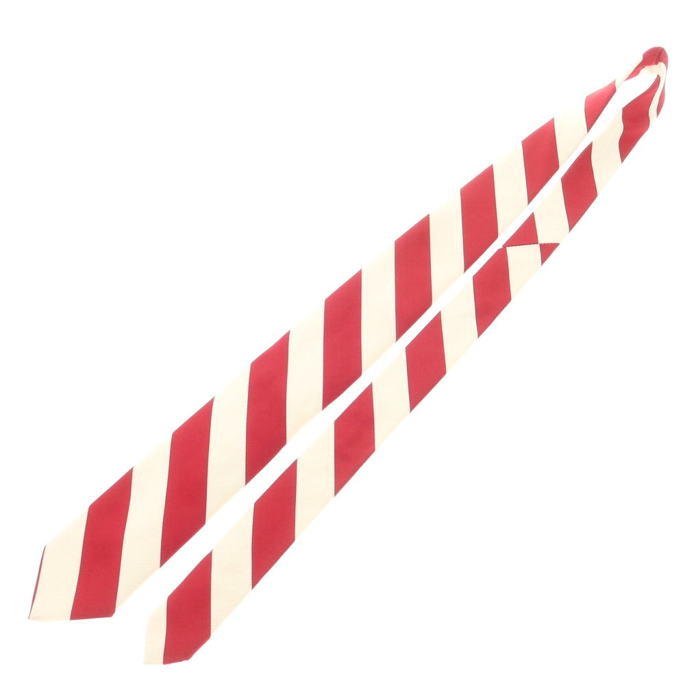 【新品】ブリューワー BREUER シルクコットン ストライプ柄ネクタイ レッドxホワイト【 状態ランクN 】【 メンズ 】