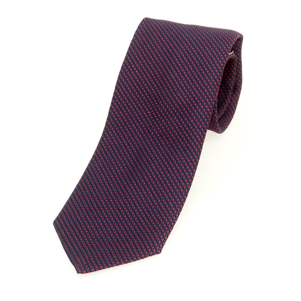 【新品】ブリューワー BREUER シルク ドット柄ネクタイ ダークネイビーxレッド【 状態ランクN 】【 メンズ 】