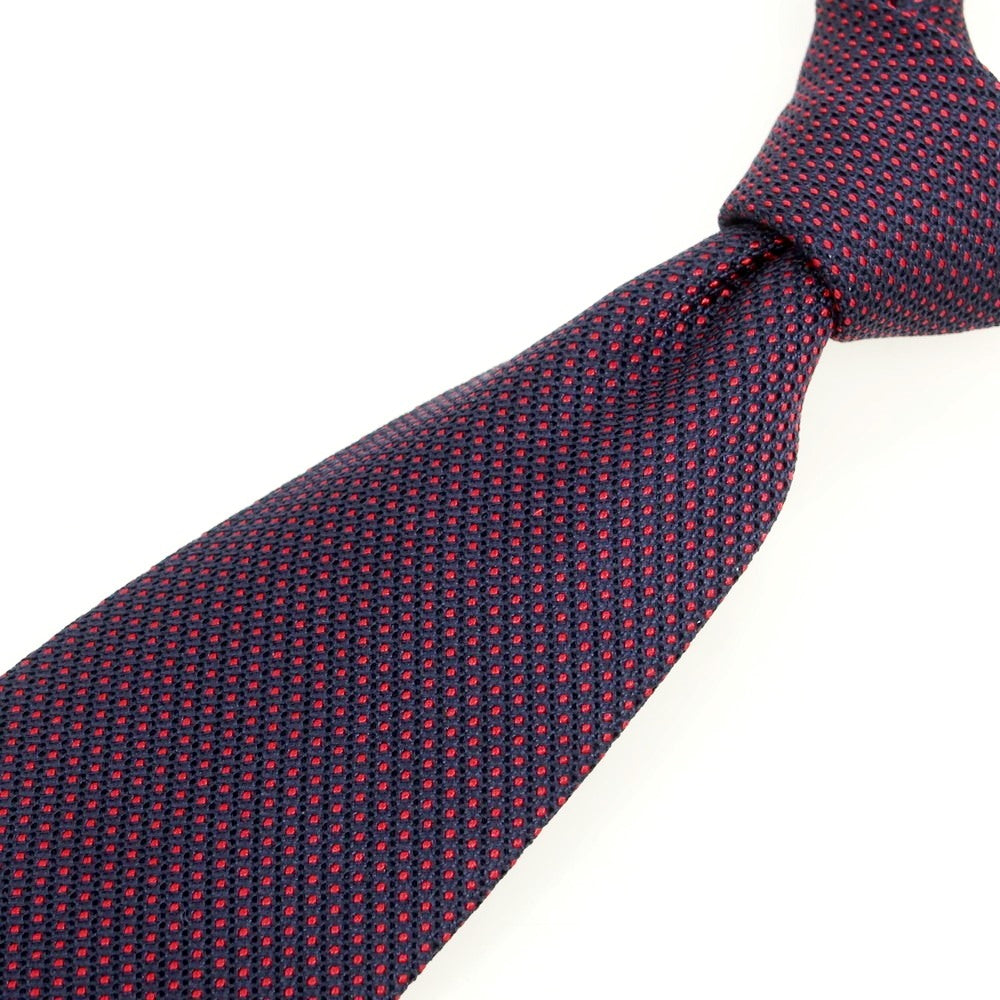 【新品】ブリューワー BREUER シルク ドット柄ネクタイ ダークネイビーxレッド【 状態ランクN 】【 メンズ 】