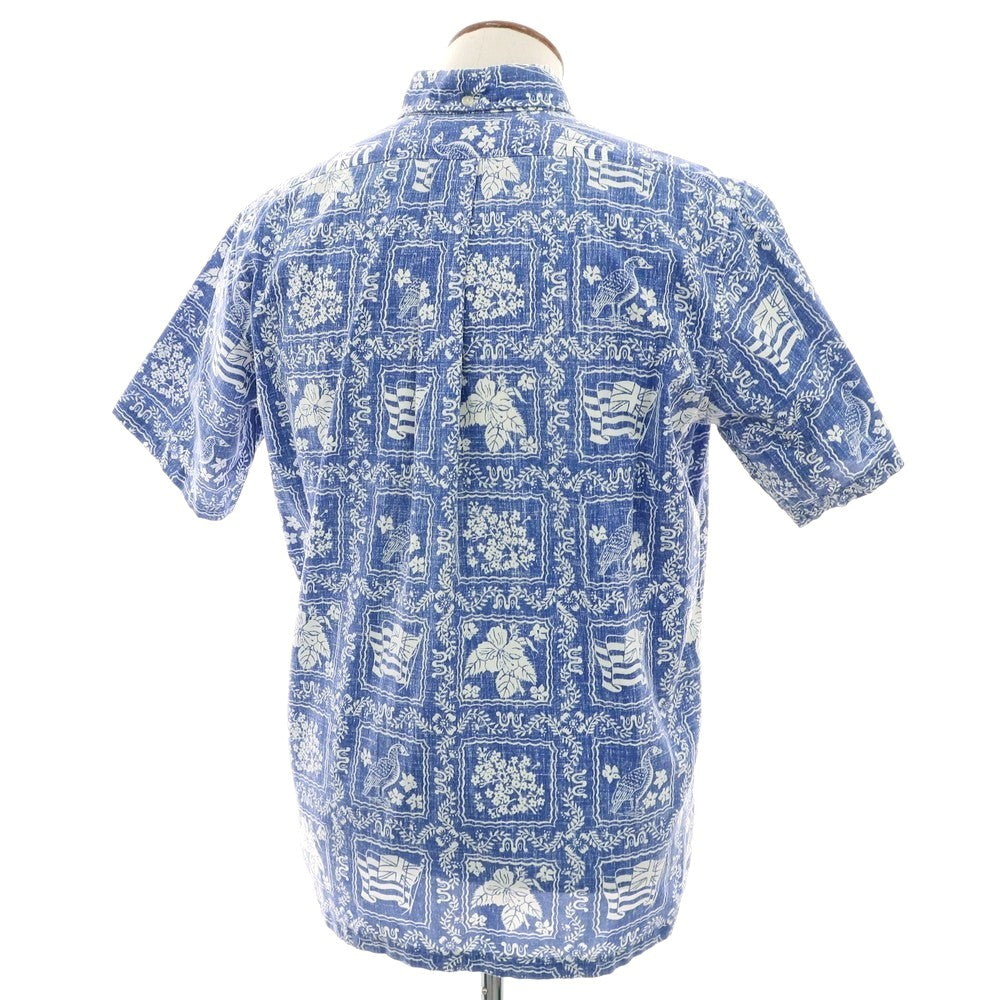 【中古】レインスプーナー reyn spooner コットン系 ボタンダウン プルオーバー 半袖シャツ ブルーxホワイト【 表記なし(M位) 】【 状態ランクC 】【 メンズ 】