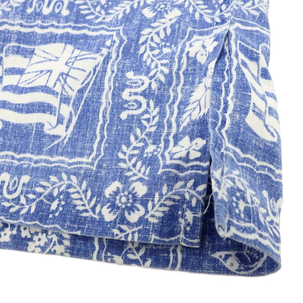 【中古】レインスプーナー reyn spooner コットン系 ボタンダウン プルオーバー 半袖シャツ ブルーxホワイト【 表記なし(M位) 】【 状態ランクC 】【 メンズ 】