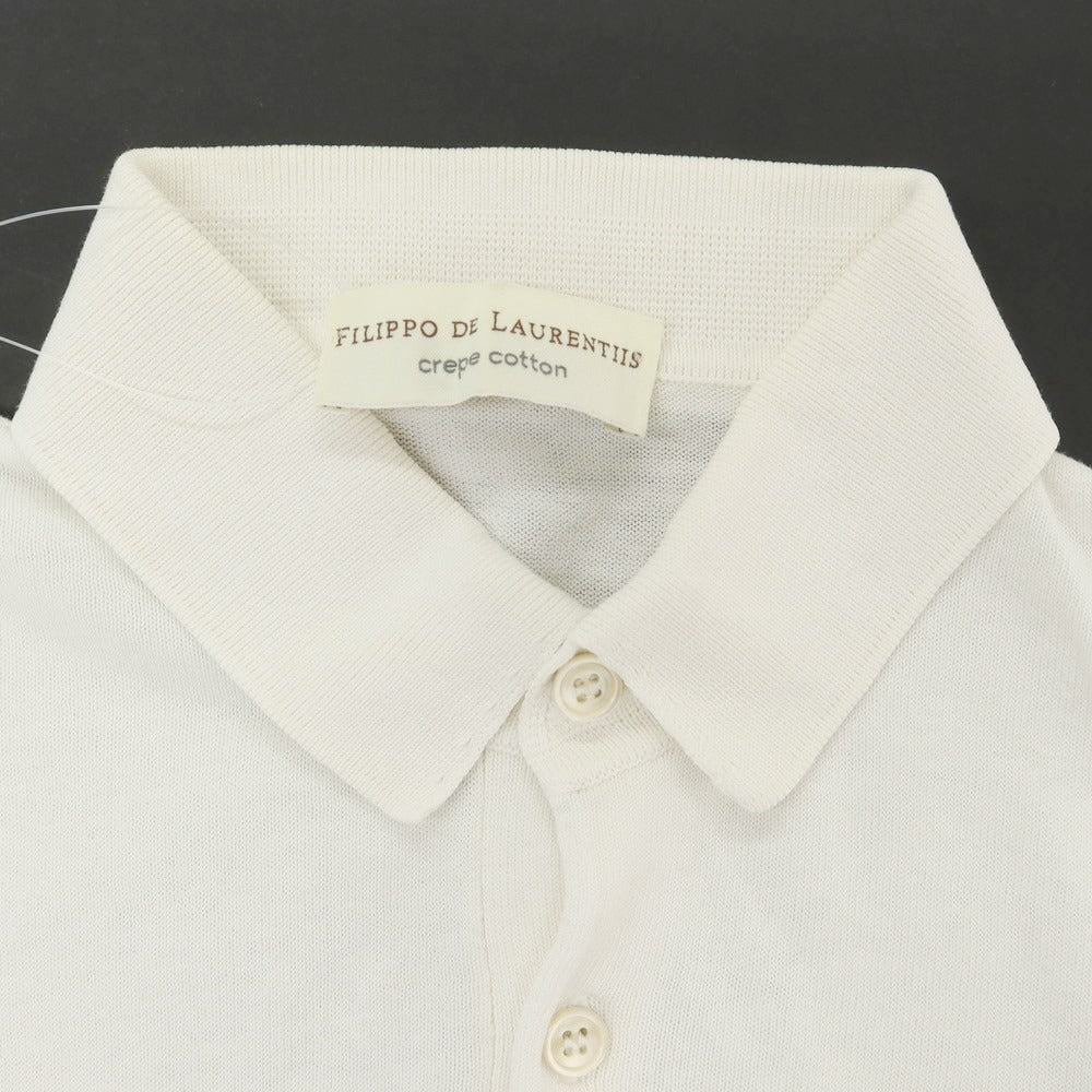【中古】フィリッポ デ ローレンティス FILIPPO DE LAURENTIIS ハイゲージ クレープコットン 半袖 ポロニット ホワイト【 46 】【 状態ランクC 】【 メンズ 】