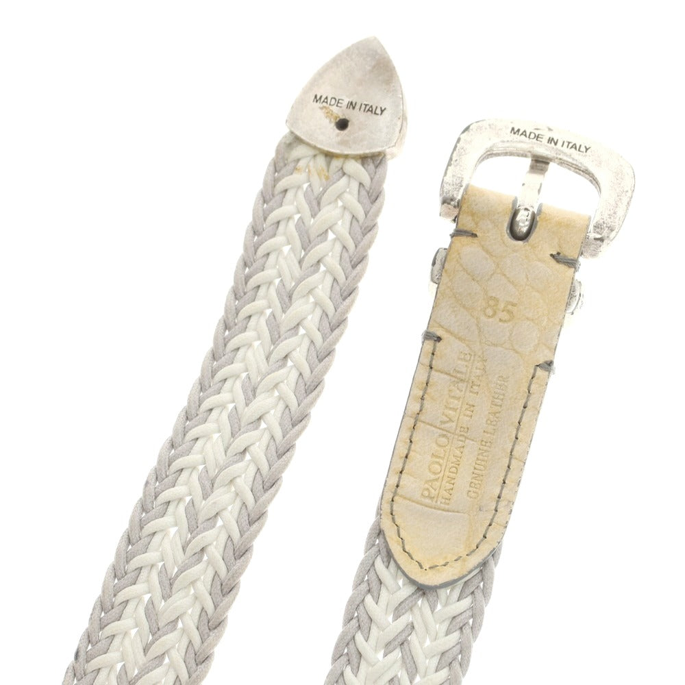 【中古】パオロ ヴィターレ PAOLO VITALE メッシュ ベルト グレーxホワイト【 85 】【 状態ランクC 】【 メンズ 】