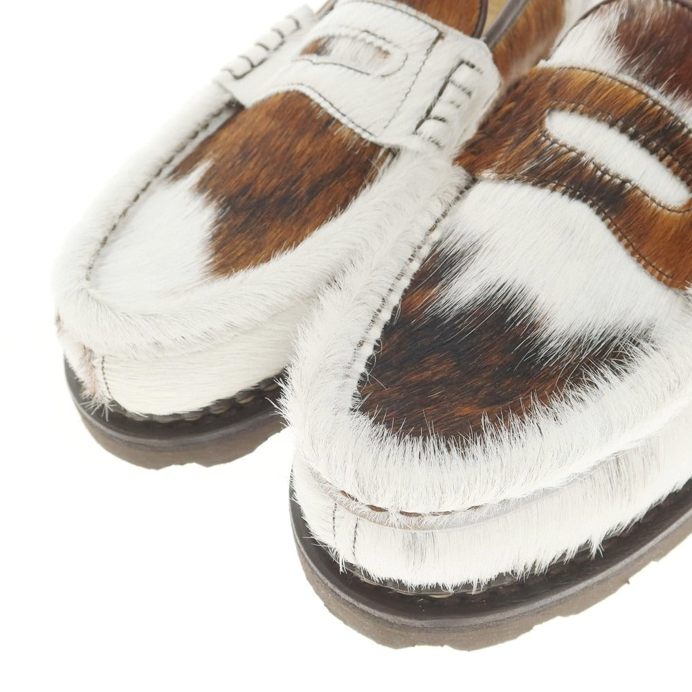 【中古】【未使用】パラブーツ Paraboot REIMS ハラコ コインローファー ホワイトxブラウン【 8 】【 状態ランクS 】【 メンズ 】