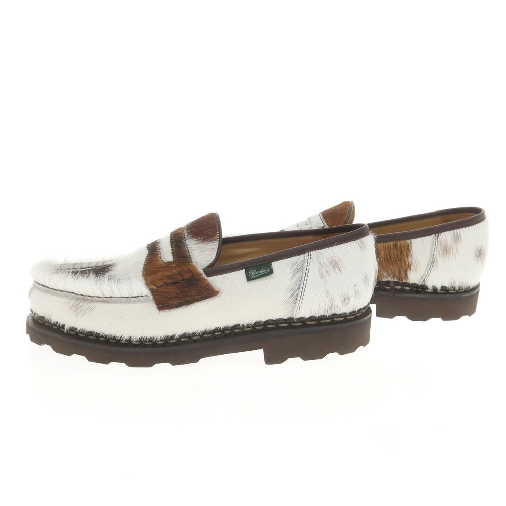 【中古】【未使用】パラブーツ Paraboot REIMS ハラコ コインローファー ホワイトxブラウン【 8 】【 状態ランクS 】【 メンズ 】