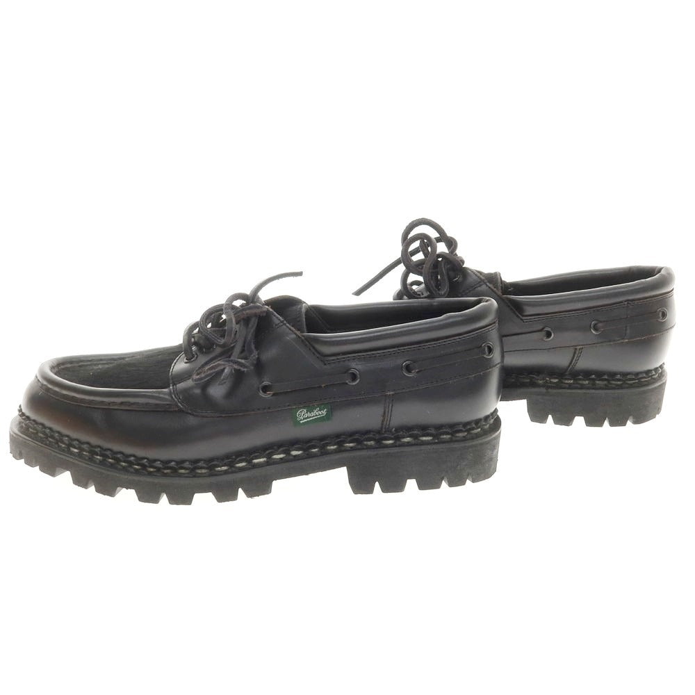 【中古】【未使用】パラブーツ Paraboot CHIMEY ハラコ デッキシューズ ブラック【 8 】【 状態ランクS 】【 メンズ 】